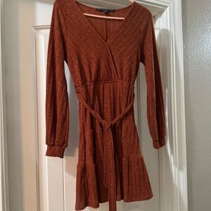 HYFVE Rust Long Sleeve Knit Dress